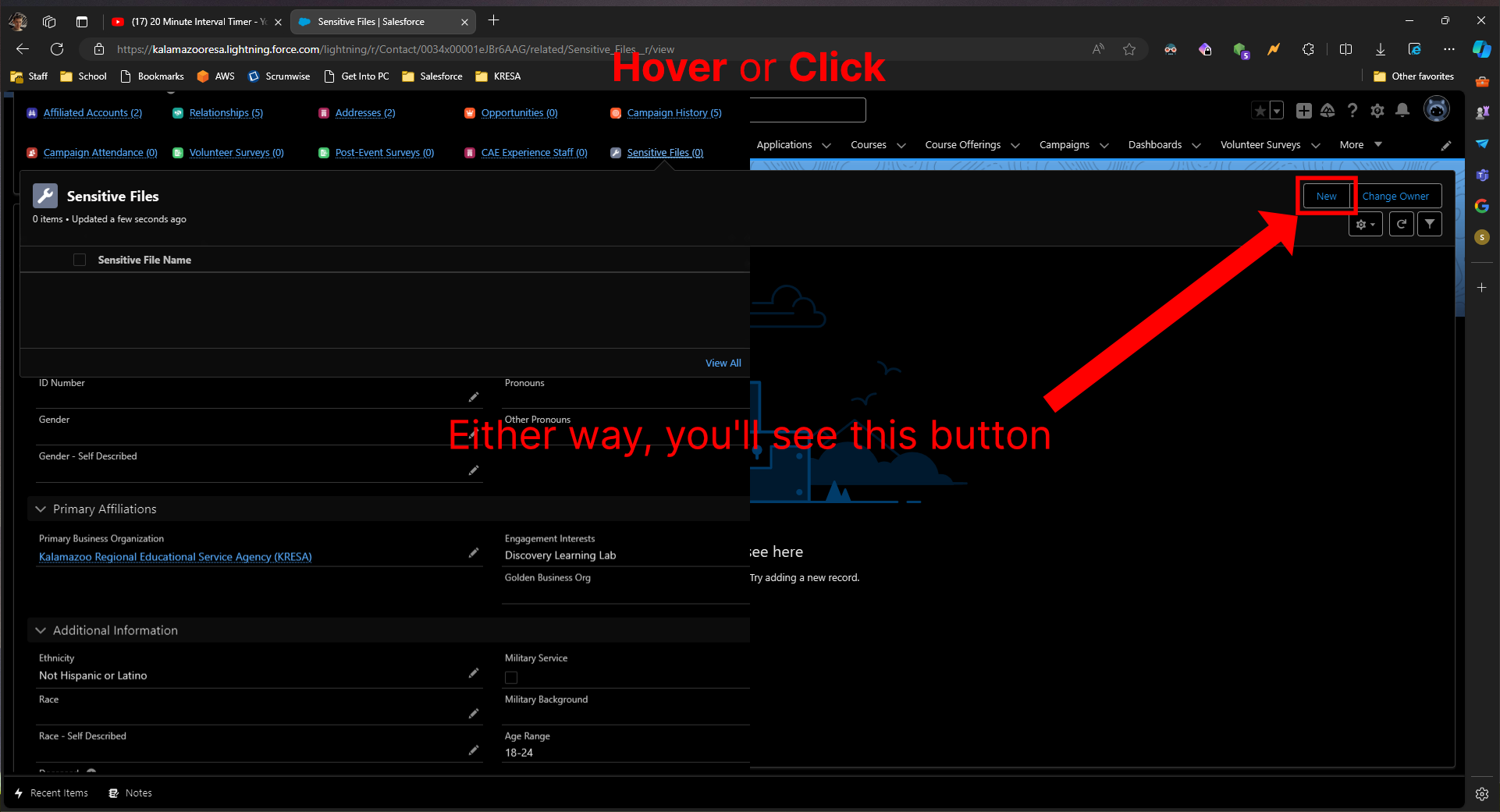 New button location