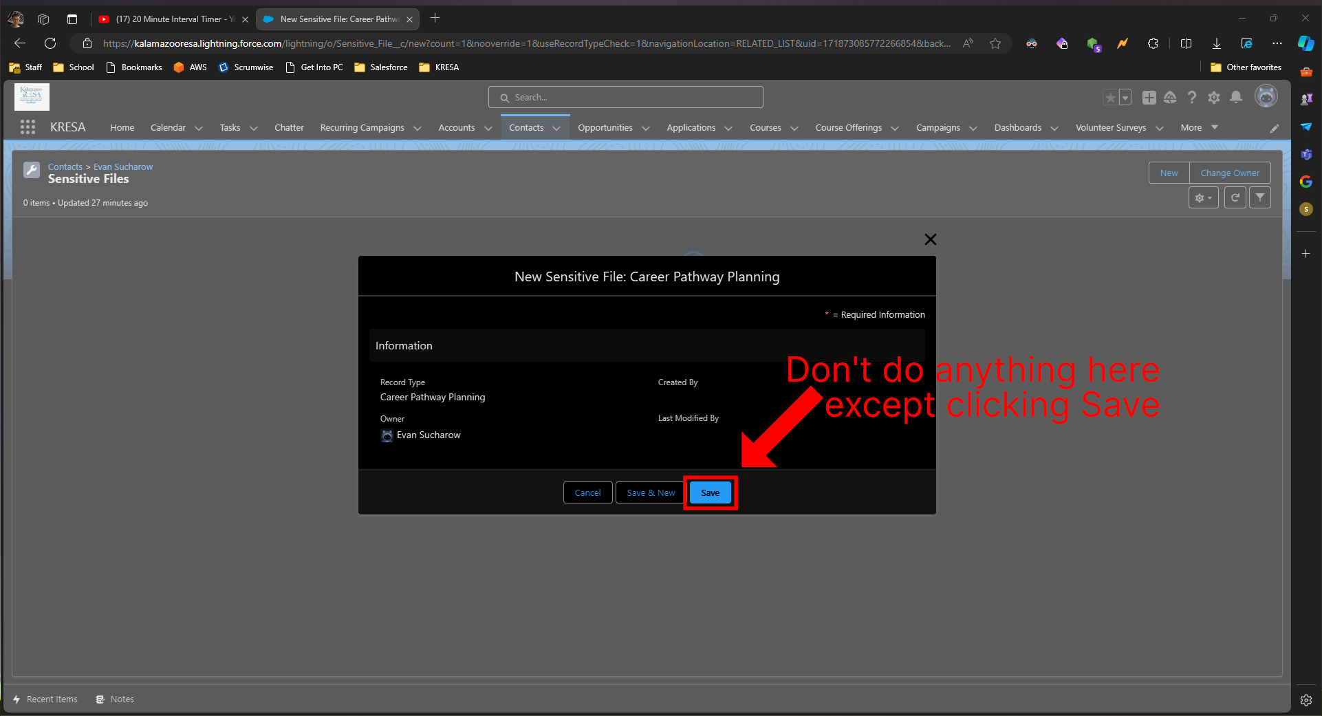 Save button location