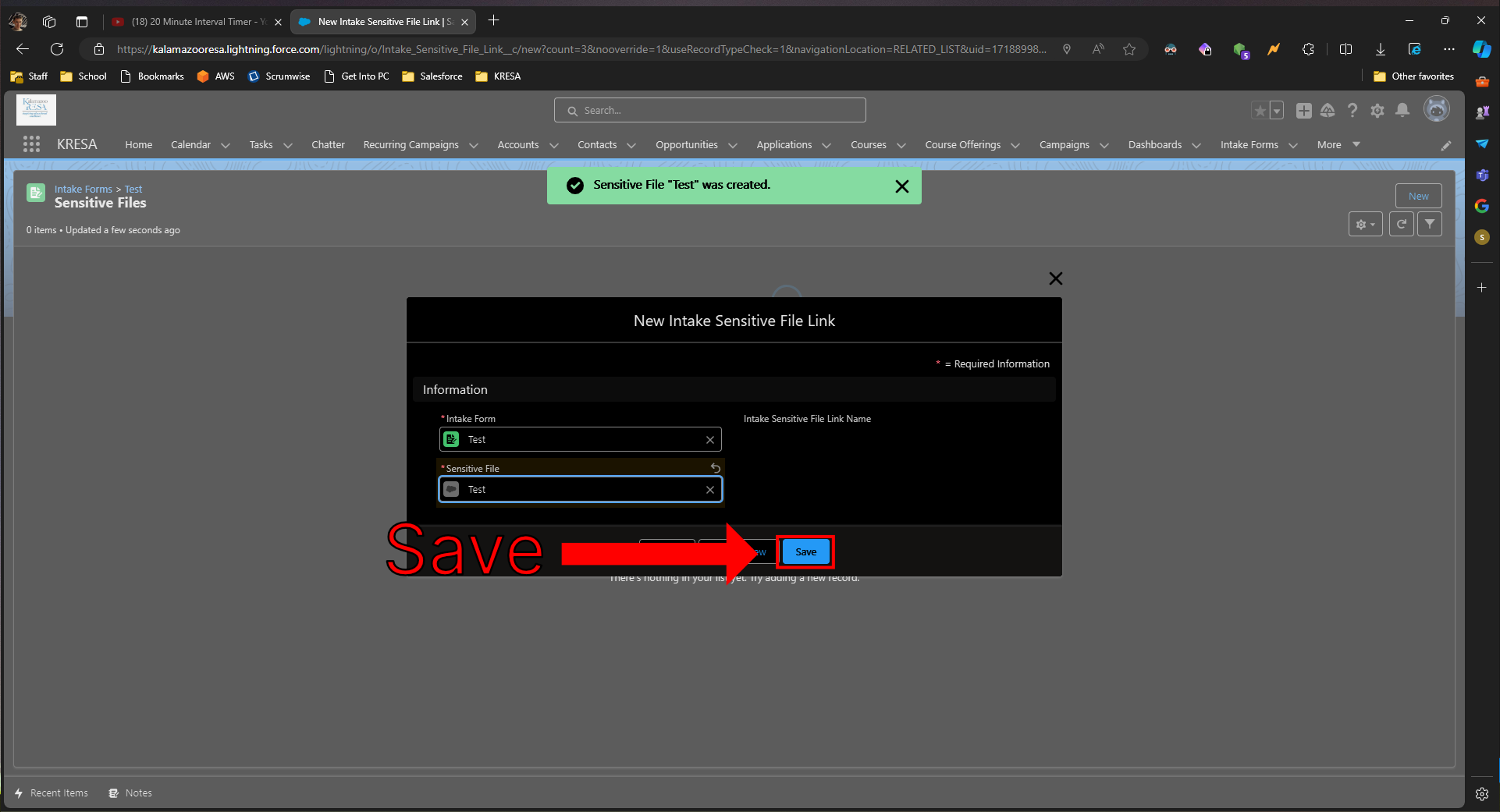 Save Intake Sensitive File Link location